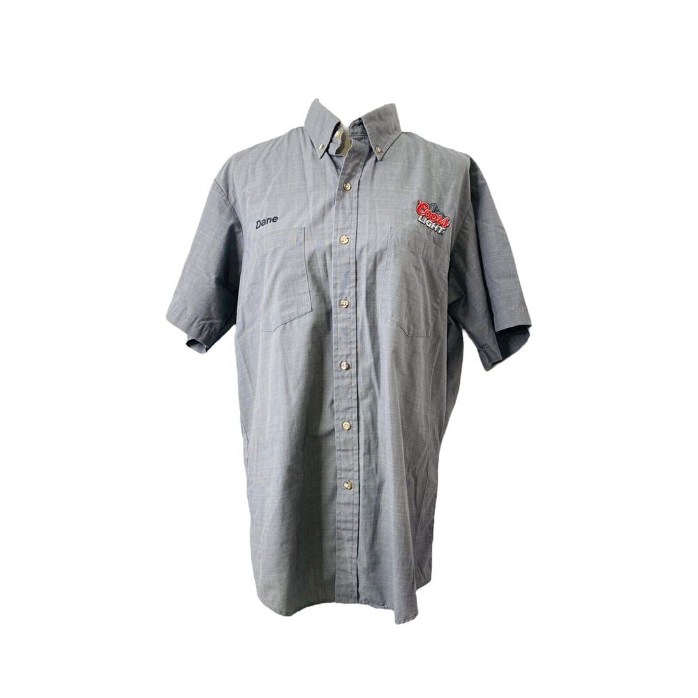 Coors Light Men's Shirt Grey Riverside Dane Button-Down Embroidered Size Medium
